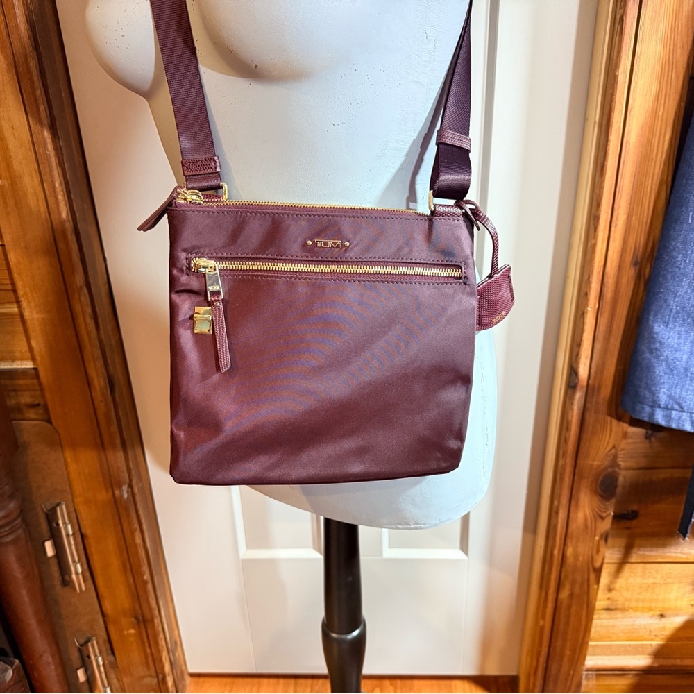 Tumi Plum Tia Voyager Crossbody Bag with Gold Accents - Picture 3 of 7